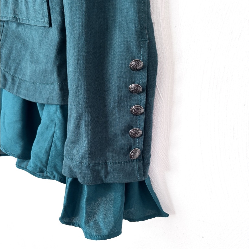Free People Ruffle Romance Blazer in Deep Teal Size M - Picture 3 of 6